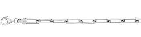 Sterling Silver rhodium plated 5.3mm solid paperclip chain with claw catch closure 24"