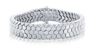 Mans Stainless Steel polished honey comb design interlocking bracelet