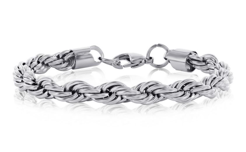 ST .jpg Stainless steel 8mm rope chain bracelet with claw catch