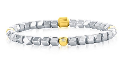 ST .jpg Stainless Steel Multi-Cut Bead Bracelet - Silver & Gold