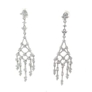 Sterling Silver rhodium plated open Chandelier dangle cubic zirconia earring