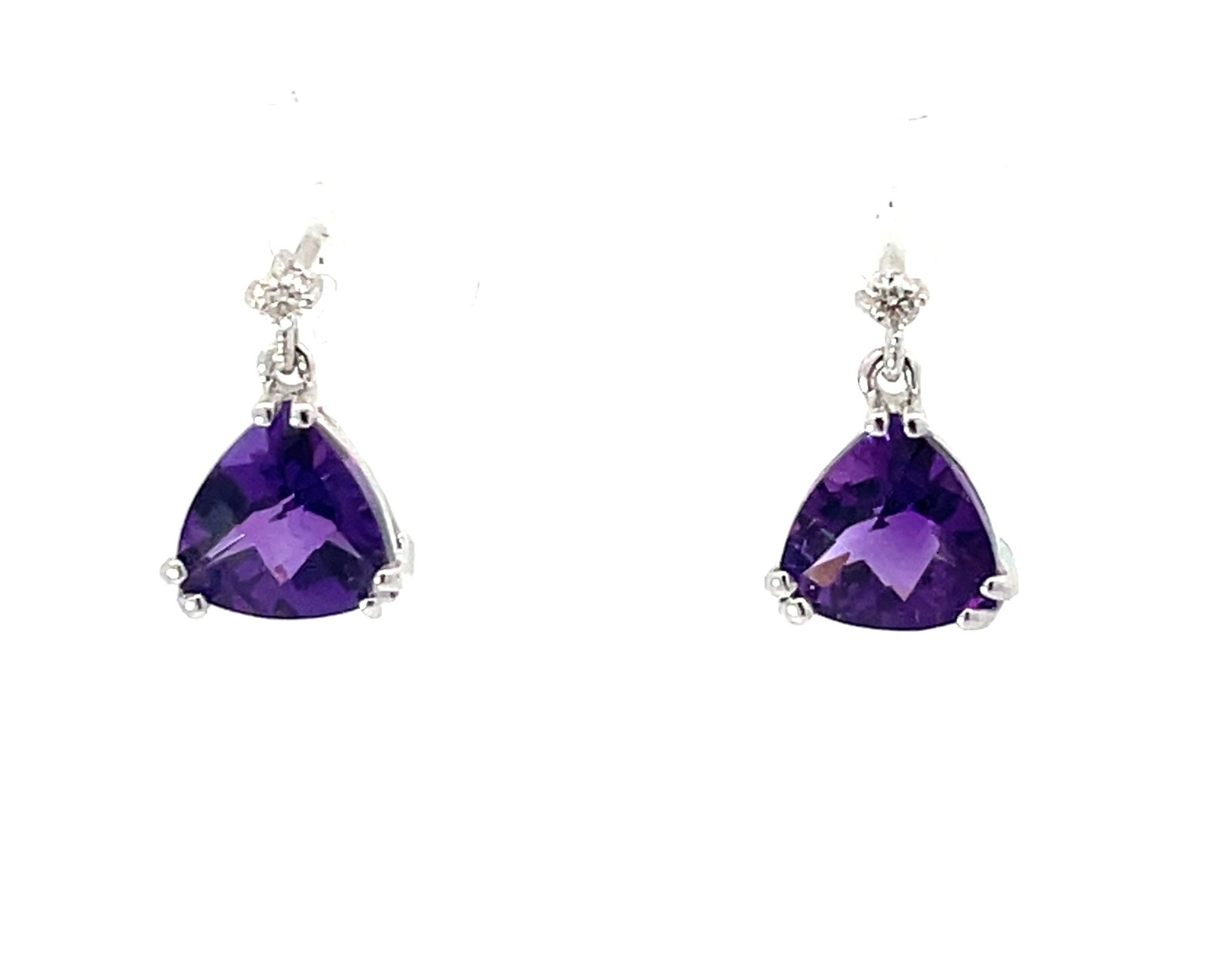 STECK A 14kt white gold diamond and amethyst checkerboard earrings
