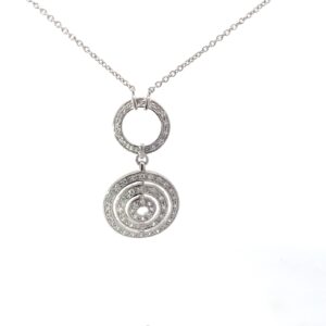 Sterling Silver rhodium plated multi circle cubic zirconia dangle adjustable necklace