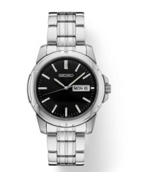 Mans stainless steel black dial day/date bracelet water resistant 100Meters