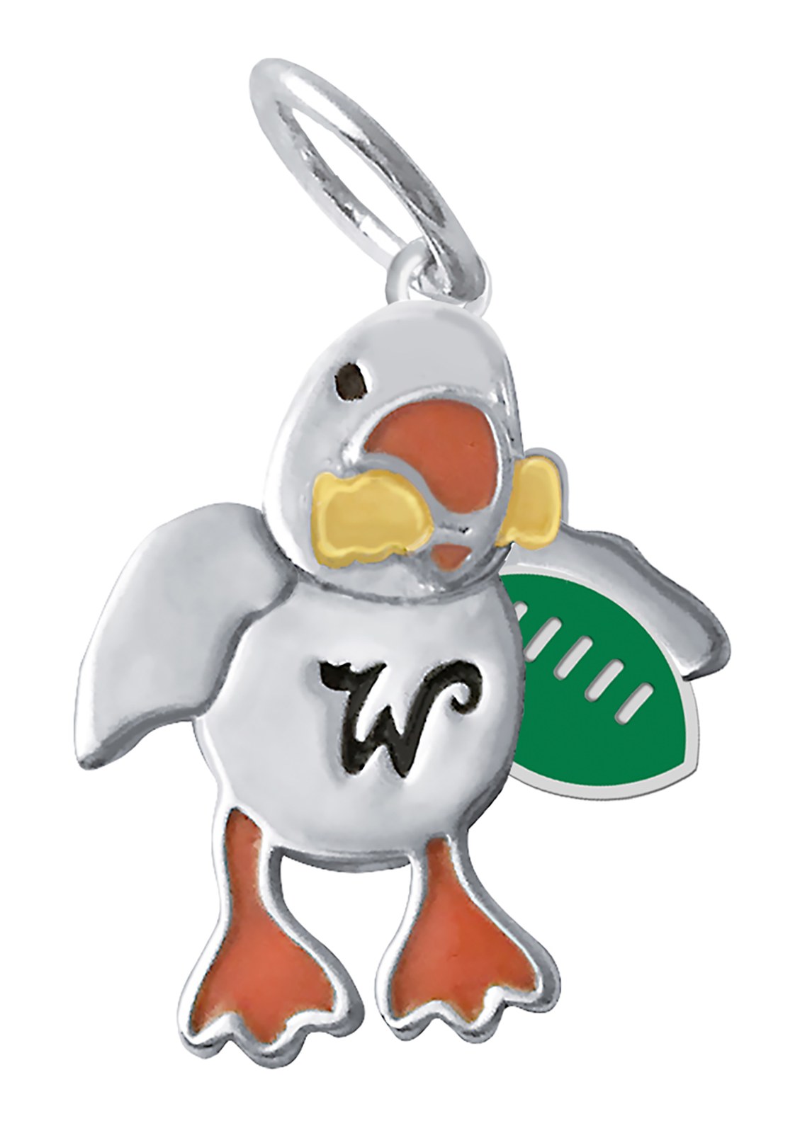 Sterling Silver Wildwood seagull with Philly green enamel football charm