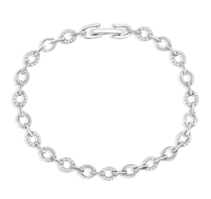 Sterling Silver rhodium plated cubic zirconia oval link bracelet 7"