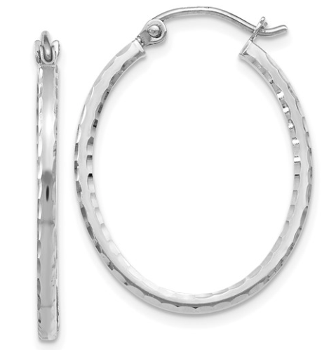 TB .png 10kt white gold rhodium plated diamond cut oval hoop earring