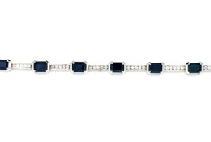 14kt white gold sapphire and diamond bracelet D tw 1.12cts S tw 10.53cts with hidden safety VS2, G