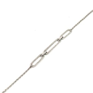 14kt white gold diamond fashion link bracelet D tw 0.43cts adjsutable with claw catch 7-8" SI, H/I