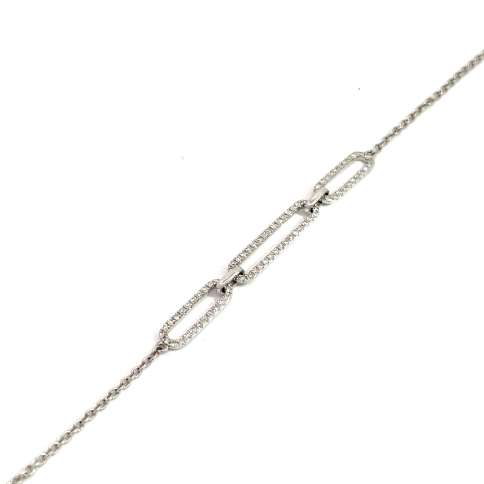TD .jpg 14kt white gold diamond fashion link bracelet D tw 0.43cts adjsutable with claw catch 7-8" SI, H/I