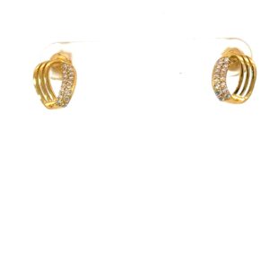 Sterling Silver gold plated oval cubic zirconia fashion earring