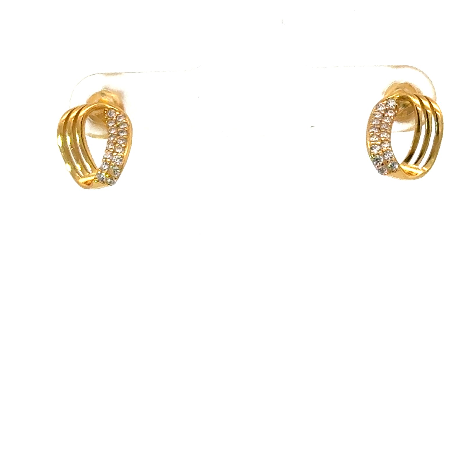TE .jpg Sterling Silver gold plated oval cubic zirconia fashion earring