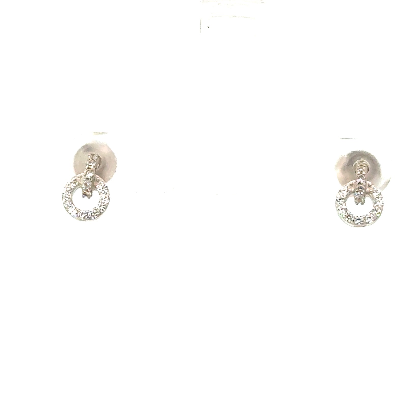 Sterling Silver rhodium plated cubic zirconia fashion circle earring