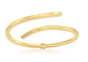 Sterling Silver gold plated bypass bangle bracelet with hinge