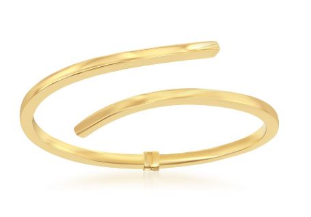U .jpg Sterling Silver gold plated bypass bangle bracelet with hinge