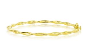 Sterling Silver, Twist Design Bangle - Gold Plated