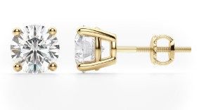 14 KT. Y/G ROUND DIAMOND STUDS W/SCREW BACKS 0.28 , SI3 / H