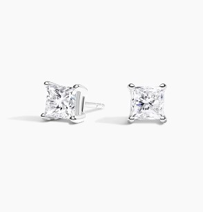 14KT W/G PRINCESS CUT DIAMOND STUDS T/W .50PTS SI1/ H