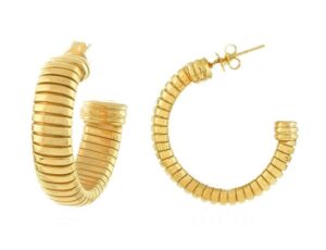 UNOAERRE Designer Bronze Gold Plated Tubogas Earring - Made in Italy