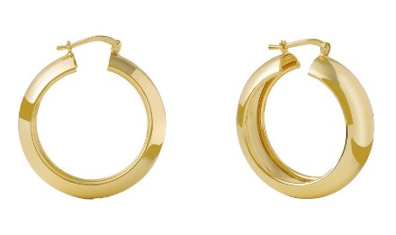 UA .jpg UNOAERRE Designer wide high polished 30mm hoop earring Bronze Gold Plated - Made in Italy
