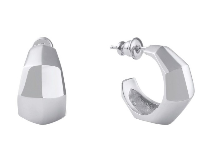 UA .jpg Unoaerre Rhodium Plated Bronze High Polished Fashion Hoop Earring Made In Itally