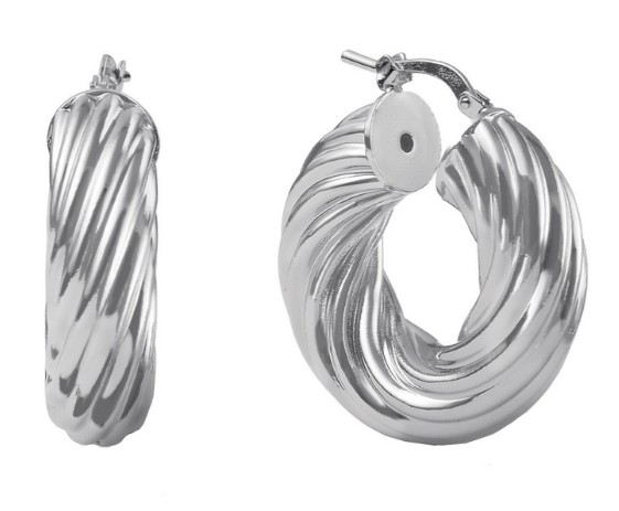 Unoaerre Desginer 25mm Wide twisted Hoop Bronze Rhodium Plated Earring Made In Italy