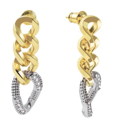 UNOAERRE Designer Bronze Gold Plated Drop Dangle Cubic Zirconia Earring - Made in Italy