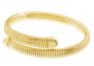 UNOAERRE Designer Tubogas Bronze Gold Plated Bypass Bangle Bracelete -Made in Italy