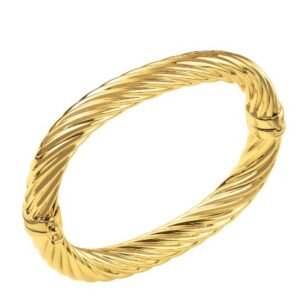 UNOAERRE Designer Bronze Gold Plated Twisted Bangle Bracelet - Made in Italy