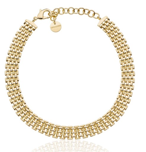 UNOAERRE Designer Bronze Gold Plated Panther Syle Necklace - Made in Italy 12+4"
