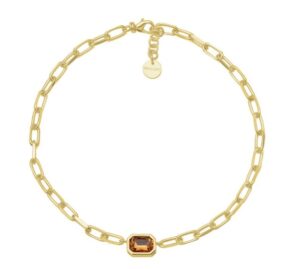 UNOAERRE Designer Bronze Gold Plated Radiant Stone Center Necklace - Made in Italy