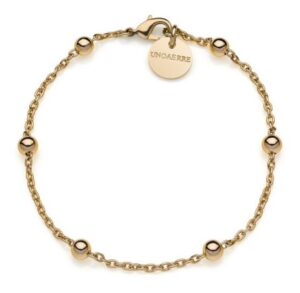 UNOAERRE Designer Bronze Gold Plated Beaded Bracelet - Made in Italy 8.25"
