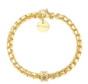Unoaerre Desginer Bronze Gold Plated cubic zirconia bracelet, Made In Italy