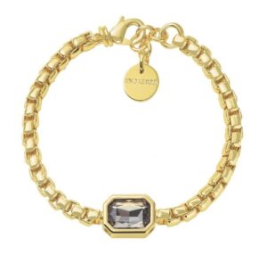 UNOAERRE Designer Bronze Gold Plated Brown Center Stone Bracelet 7.5" - Made in Italy