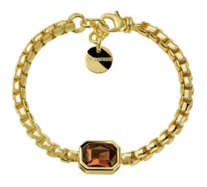 UNOAERRE Designer Bronze Gold Plated Red Stone Bracelet - Made in Italy 7.5"