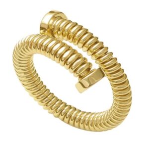 Unoaerre Designer Bronze Gold Plated Tubogas Ring, Made In Italy