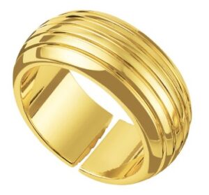 Unoaerre Designer Bronze Gold Plated Lines Ring, Made In Italy