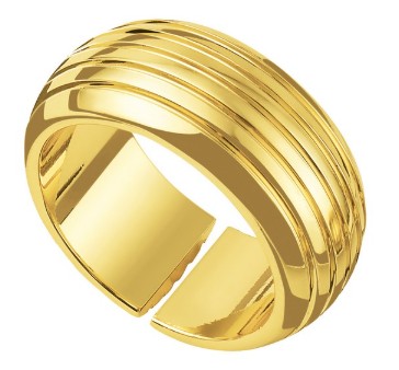 Unoaerre Designer Bronze Gold Plated Lines Ring, Made In Italy