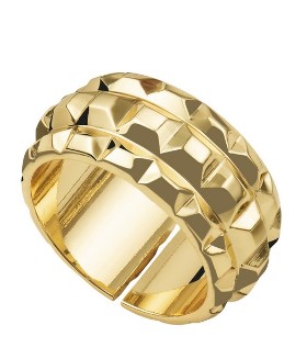 UNOAERRE Designer Bronze Gold Plated Textured Ring - Made in Italy