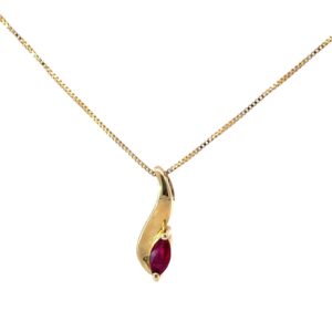 14KT Y/G GEN RUBY NECKLACE 1 6X3 GEN NAVET RUBY