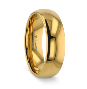 Oro traditional Domed gold plated tungsten carbide wedding band, 6mm size 10