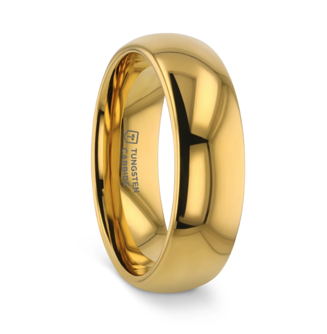 W DPGT mm .png Oro traditional Domed gold plated tungsten carbide wedding band, 6mm size 10