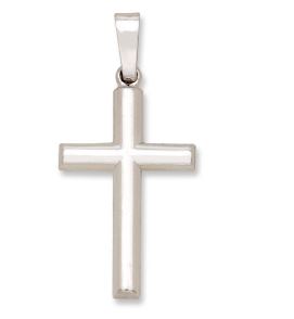14kt white gold plain shiny cross charm