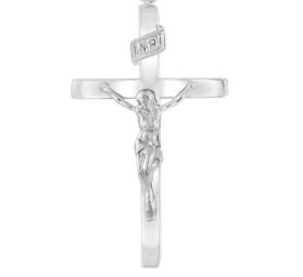 14kt white gold half roud crucifix cross charm