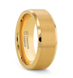 Honor gold plated tingsten beveled edge and polished wedding band 6mm, size 10