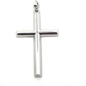 14kt white gold shiny 2D cross