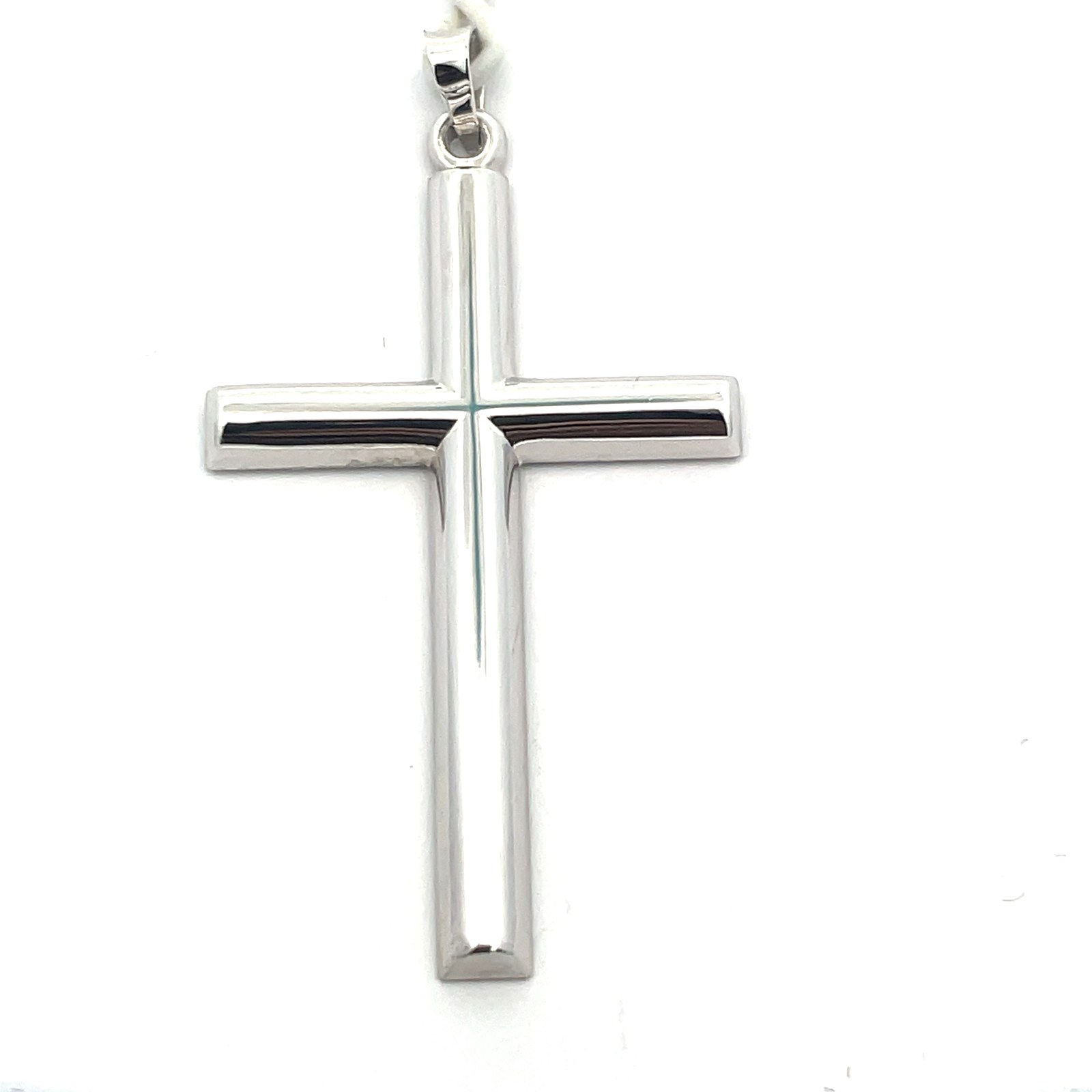W 14kt white gold shiny 2D cross