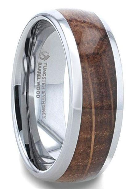 WBTJ mm . .jpg FORMENT Whiskey Barrel inlay is made from Whiskey barrels used by Jack Daniel's® Distillery Tungsten Men's Wedding Band - 8mm size 10.50