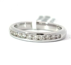 14kt white gold diamond channel set wedding band tw 1/3ct SI1 clarity, near colorless H color