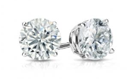14kt white gold diamond earrings tw 3/4ct SI, near colorless H with friction backs